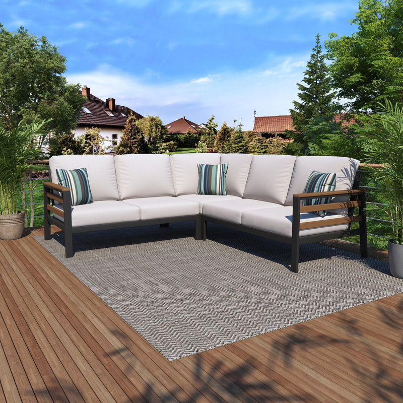 Ensemble de conversation modulaire d'extérieur Townsend pour 5 personnes avec coussins Sunbrella, Brun