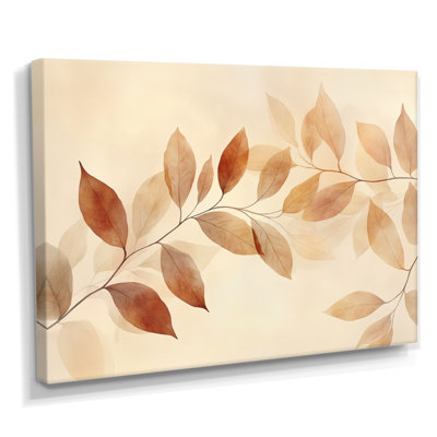 Sage Leaves Wall Art, Autumn Botanical Decor, Brown Watercolor Of Sage Autumn Leaves