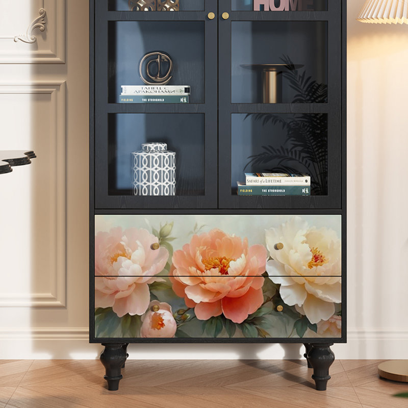 Vitrine en bois massif Floral
