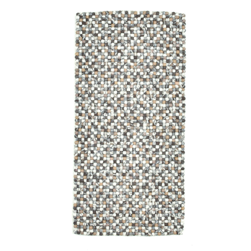 Lauge Hand Felted Wool Beige Rug, Rectangle 70cm x 140cm