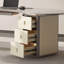 Bureau en bois manufacturé courbé blanc avec 3 tiroirs-108403759