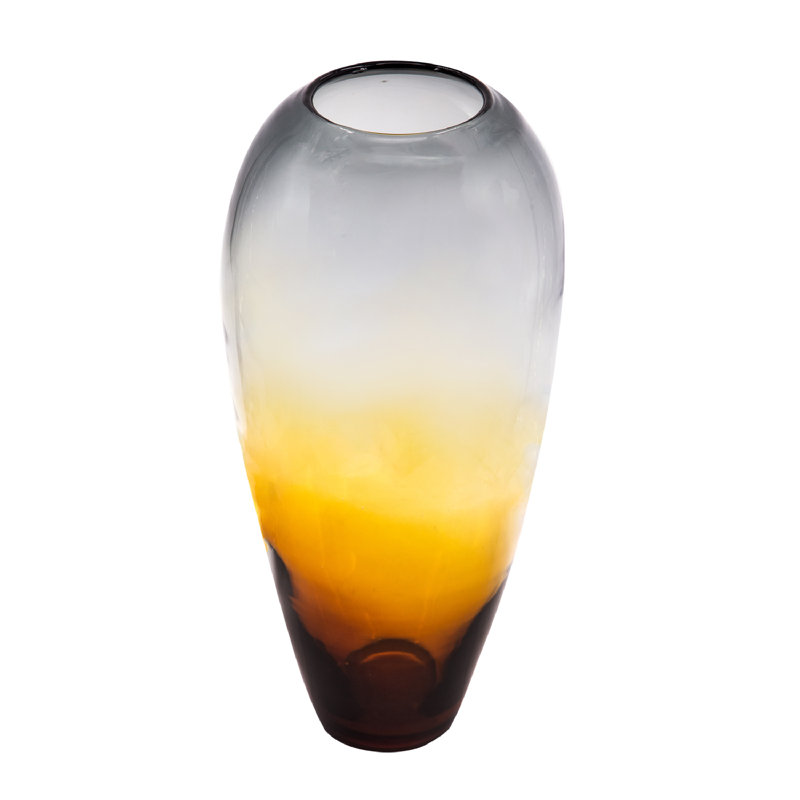 Wigan Handmade Glass Table Vase, Amber, 19.3" H x 8.3" W x 8.3" D