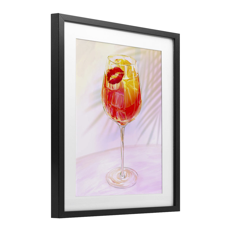 «Summer Agrume Cocktail with Lips», reproduction encadrée sous verre, conception de Ziwei Li, H 16 po x l 13 po