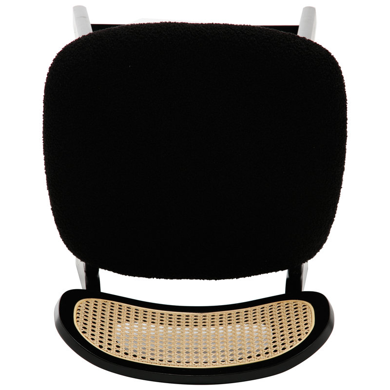 Upholstered Faux Leather Bar Stool, Teddy Fabric-Black, Black