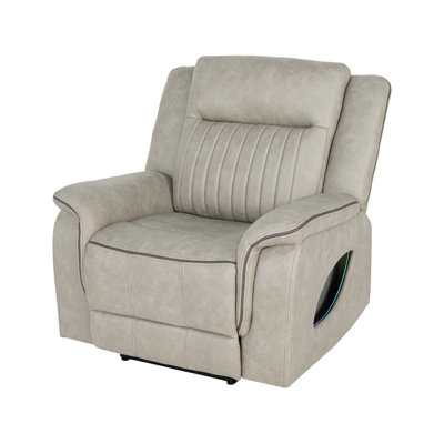38" Wide Modern Oversized Microfiber Power Recliner with USB Port, Side LED Strip