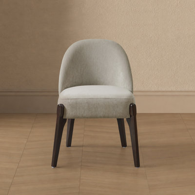 Oslo Contemporary Modern Chenille Upholstered Beech Wood Dining Side Chair in Taupe