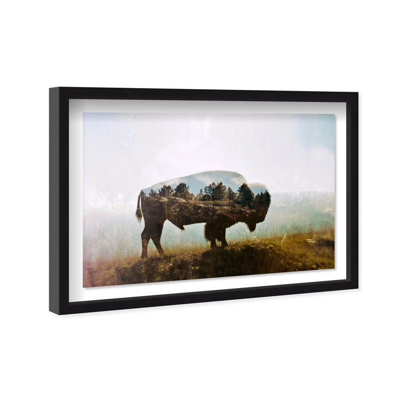 Bison Forest II Print by Oliver Gal, 11.5" H x 16.5" W, Black Shadowbox