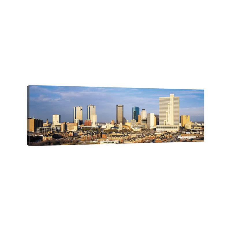 Fort Worth Panoramic Skyline Cityscape - Wrapped Canvas Panoramic Print, 30.48 cm H x 91.44 cm W x 3.175 cm D