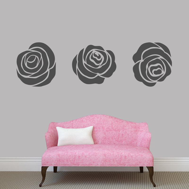 Décalcomanie murale ensemble de roses, Gris foncé