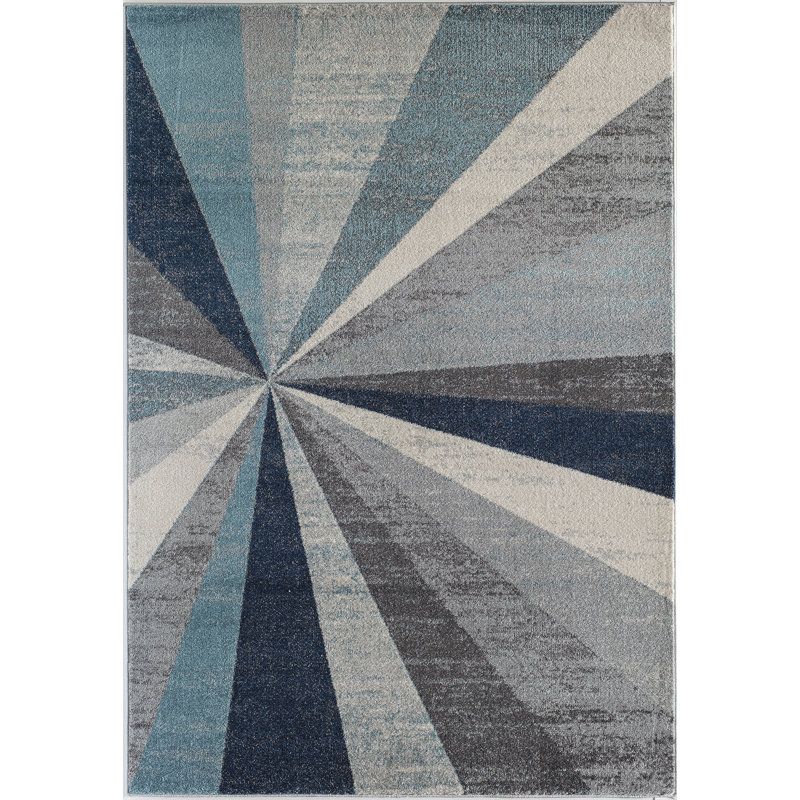 Hale Blue and Gray Geometric 8' x 10' Synthetic Area Rug
