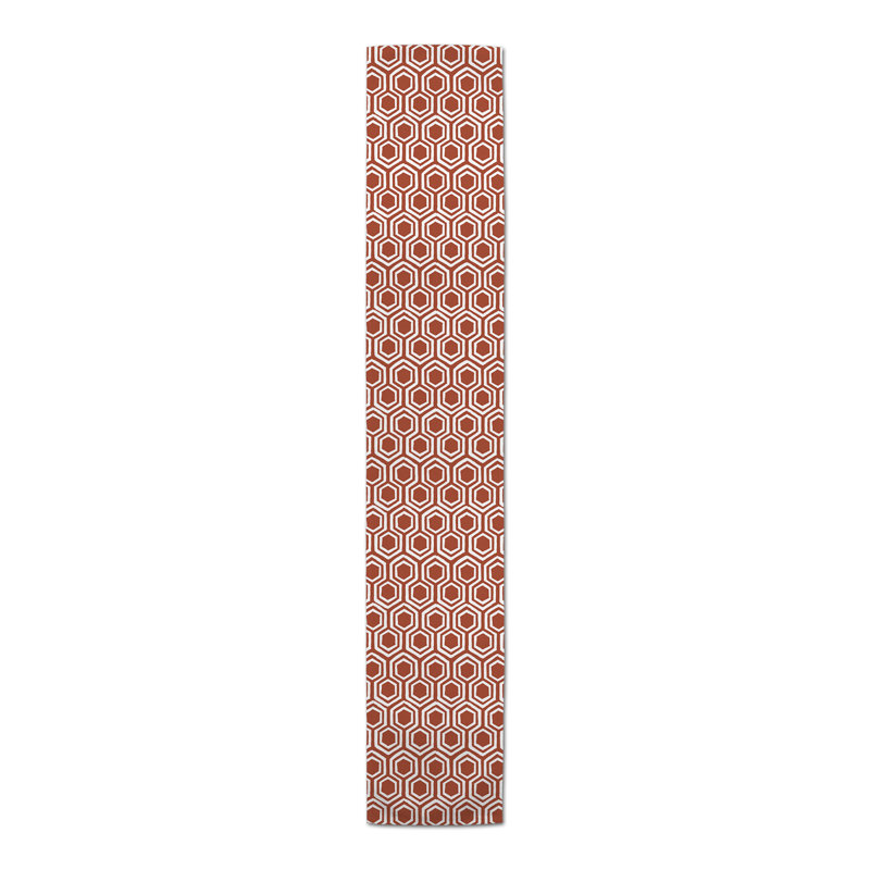 Chemin de table Hexagons, 90 po x 16 po, Brun