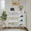 Range-chaussures blanc avec 4 portes et 1 tiroir, grand espace de rangement