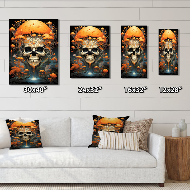 Horloge murale moderne crâne souriant «Halloween Funky Halloween I», Médium