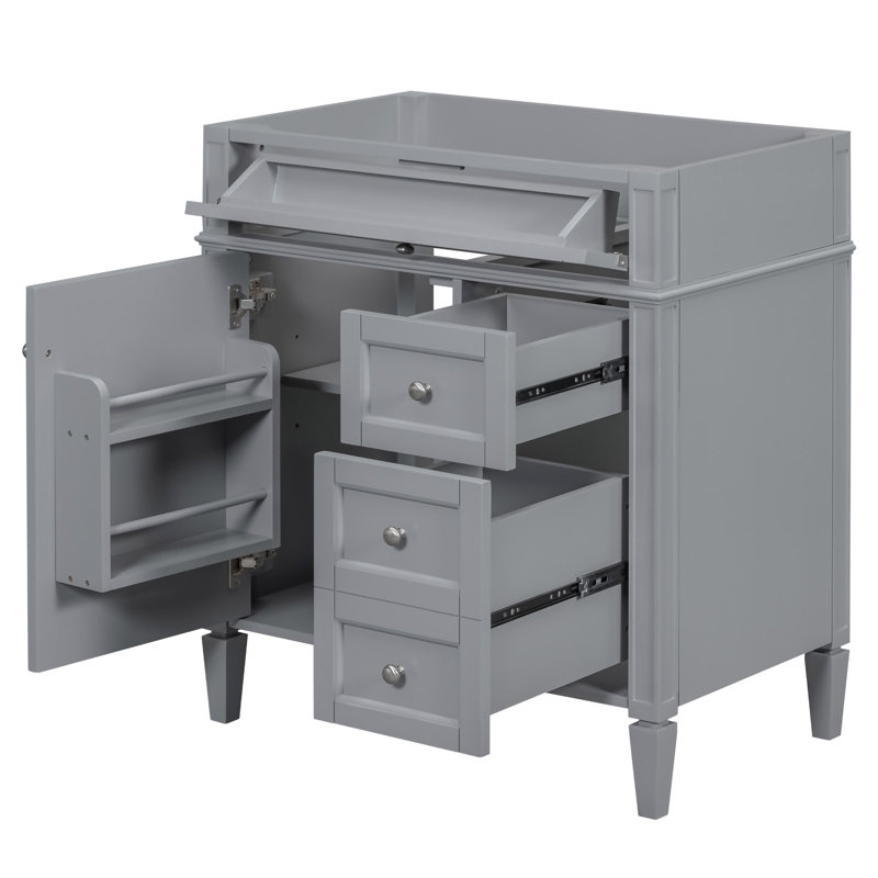 Meuble-lavabo de salle de bain de 30 po sans lavabo supérieur, armoire de rangement moderne avec 2 tiroirs et un tiroir rabattable (BASSIN INCLUS)