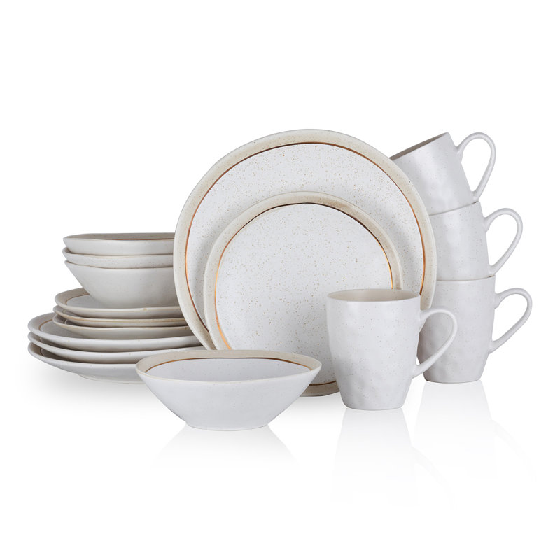 Stone Lain Clara 16-Piece Dinnerware Set Porcelain, White