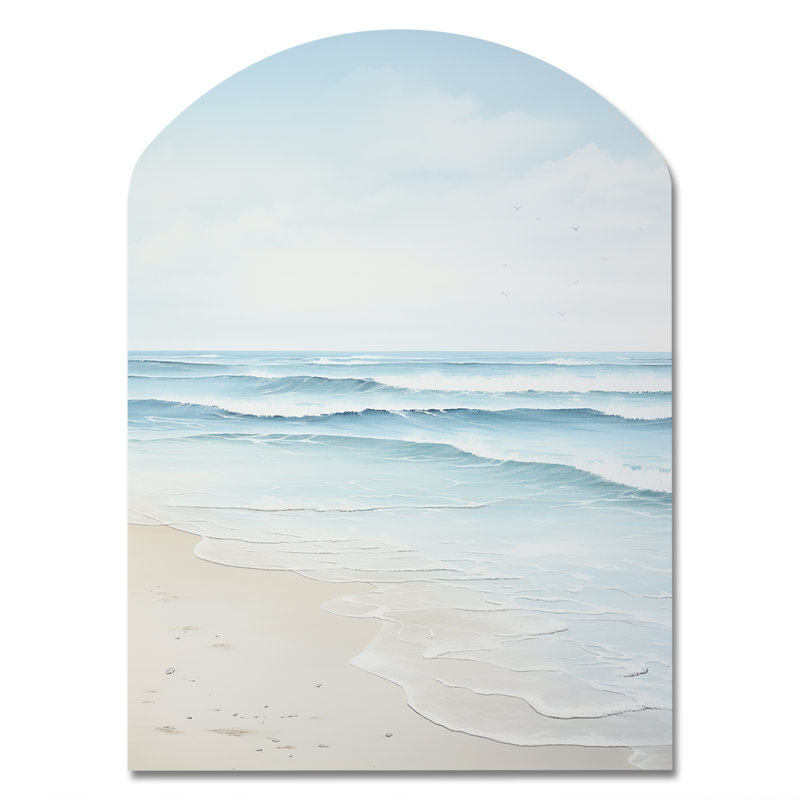 Mariani Beach Photo Tranquil Waters I - plage, impression sur métal asymétrique, impression sur arche bleue