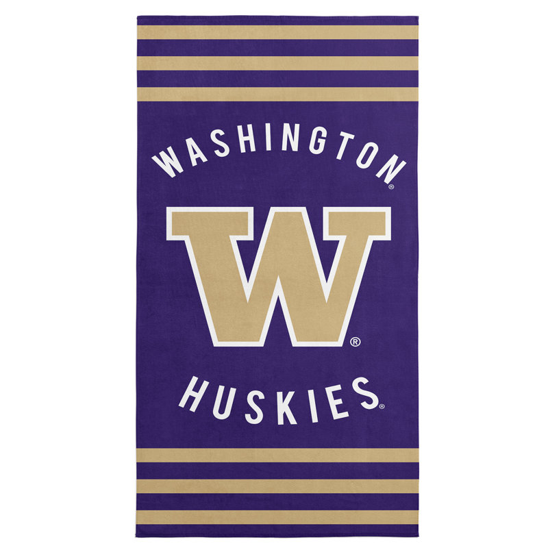 Washington Huskies NCAA Stripes Beach Towel, plush, stylish, premium fabric, 30 x 60 inches