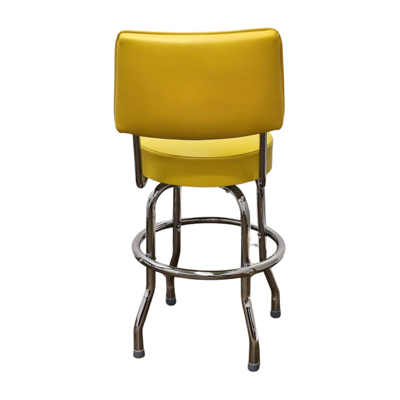 Retro Home Single Ring Upholstered Swivel Bar & Counter Stool with Back, Counter Stool (24" Seat Height), Yellow