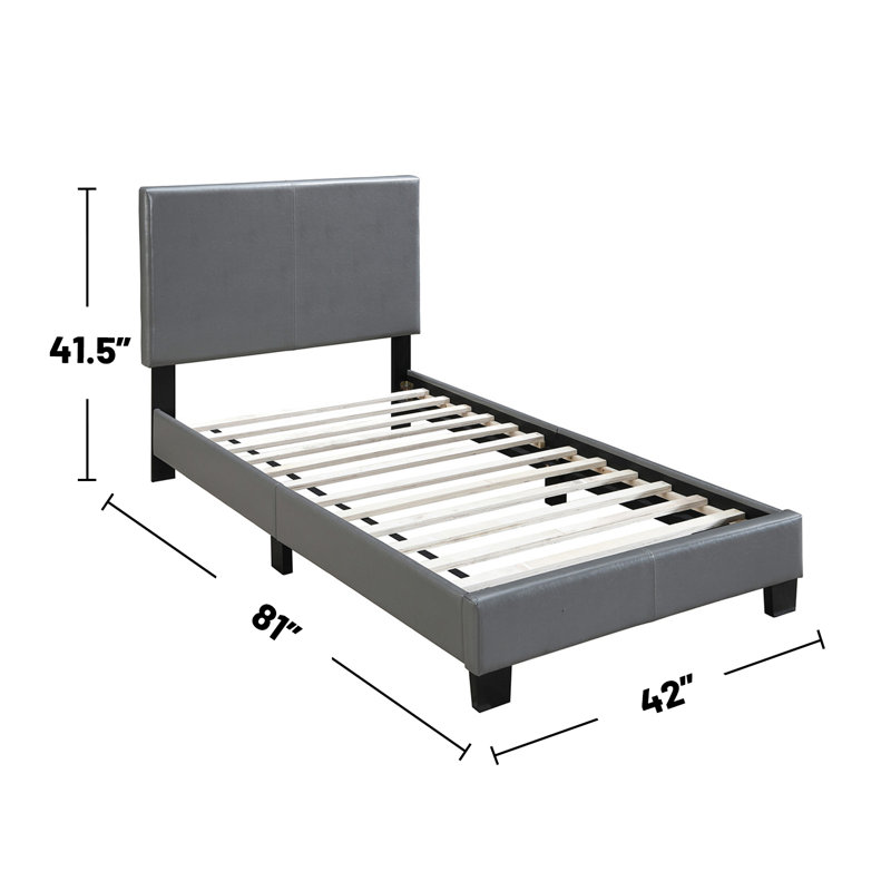Chenevert Vegan Leather Platform Bed, Twin, Brown