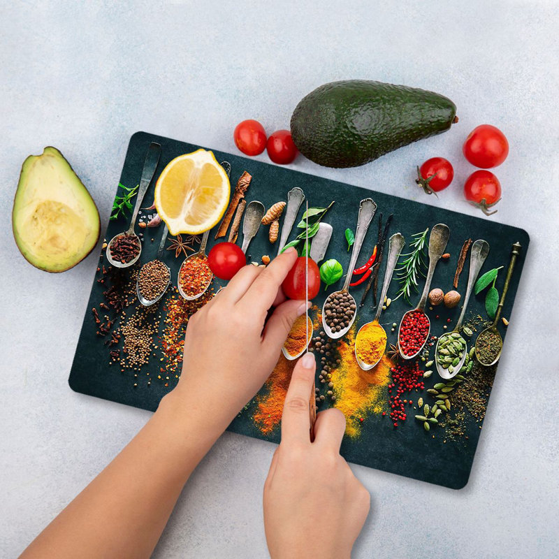 Tempered Glass Cutting Board, 7.9 x 11.8 inches | 100% Antibacterial, Easy-Clean Surface, Non-Slip Silicone Feet | Perfect for Food Prep & Serving, Durable & Stylish Kitchen Essential, Not Dishwasher Safe