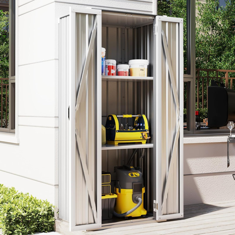 Metal Single Storage Cabinet ( 177.5cm H x 75.9cm W x 55.6cm D), White