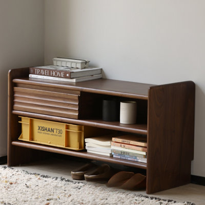 DICIXA Black Walnut Shoe Changing Stool Pair Solid Wood Shoe