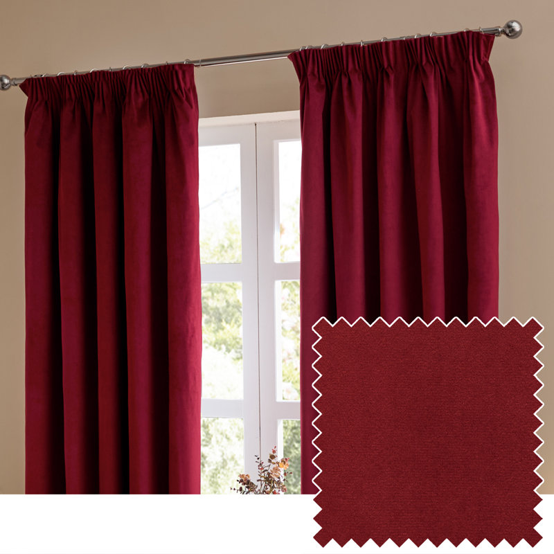 The Ultimate Velvet Blackout Curtain Panel Pair, 168cm Width x 229cm Drop, Red