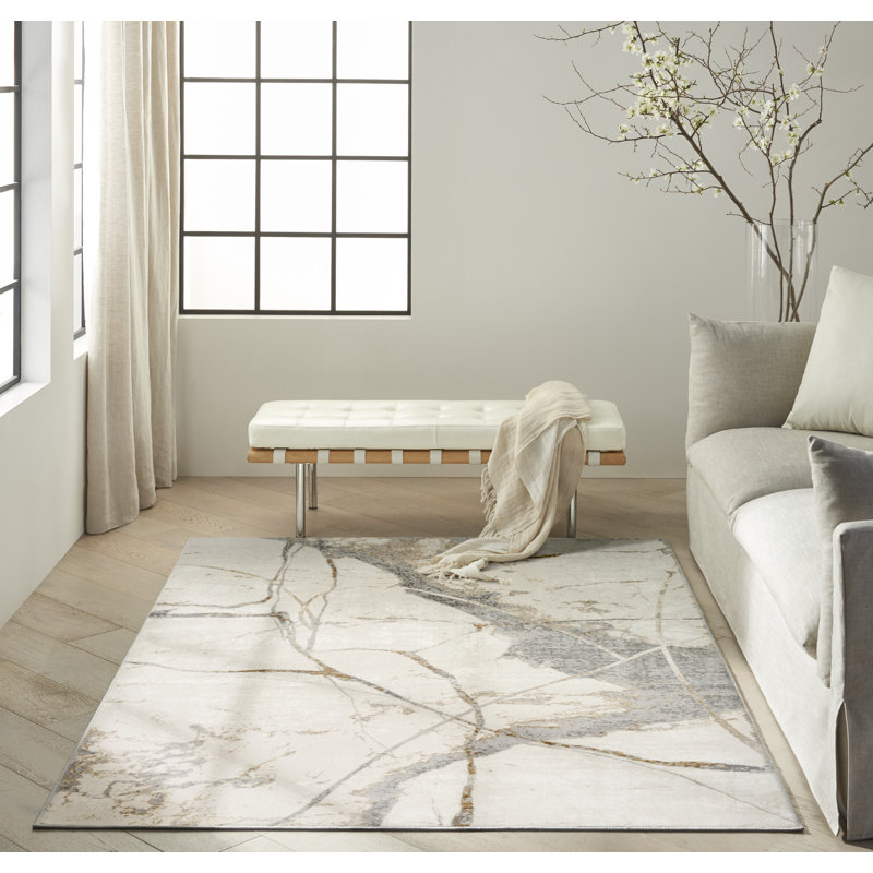 Calvin Klein CK073 Compass Ivory Multicolor Modern Indoor Rug, Rectangle 7'10" x 9'10"