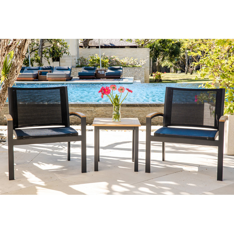 Soho 20" Teak Aluminum Outdoor Tall Square Side Table, Black