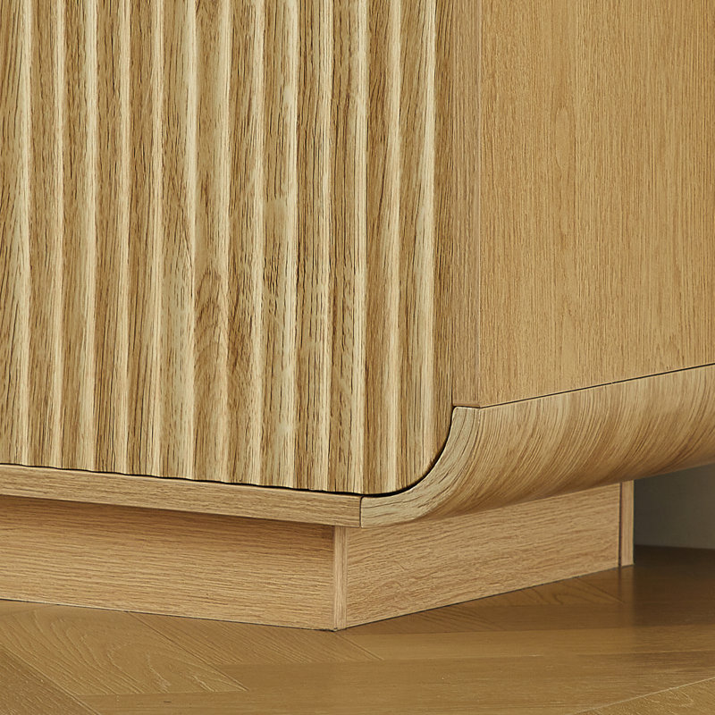 Dosseret de rangement en bois à 4 portes de 64,6 po de largeur, Naturel