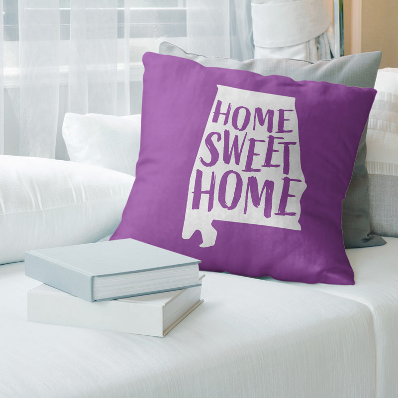 Coussin Home Sweet Alabama, Alabama, Violet, Sergé de coton