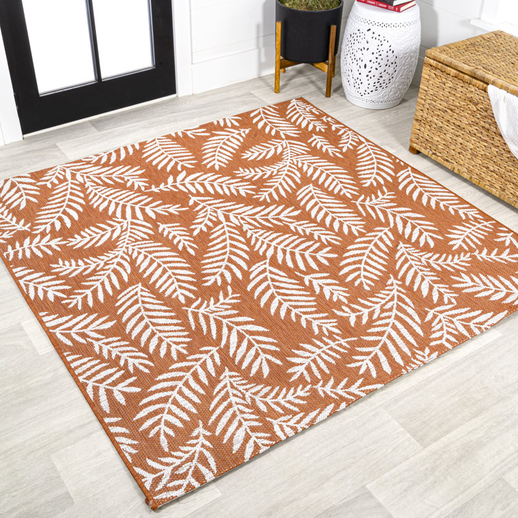 Carnearney Nevis Palm Frond Orange/Cream Indoor/Outdoor Rug