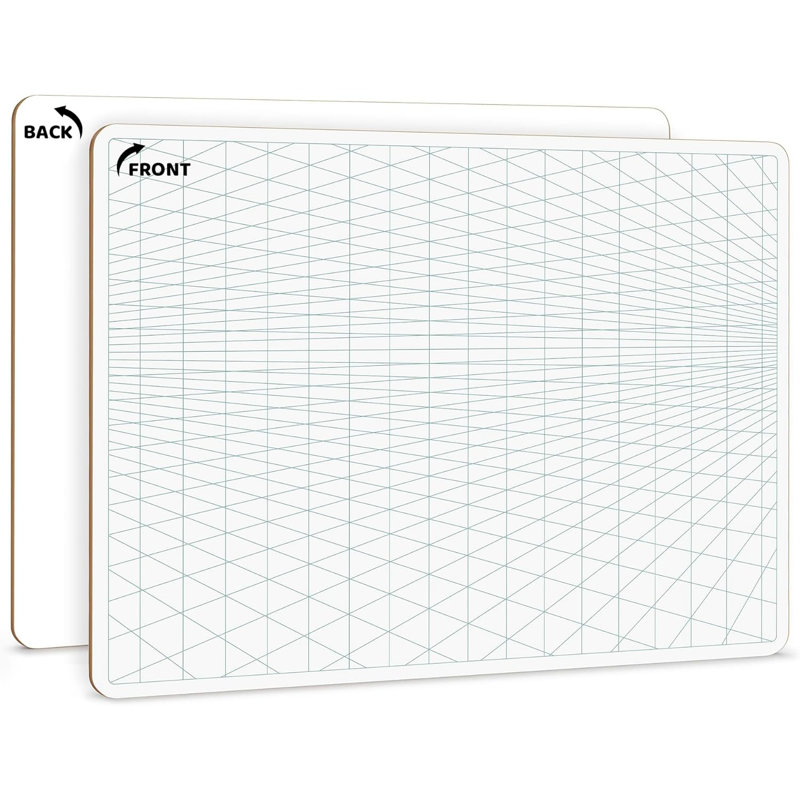 Scribbledo 2 Point Perspective Grid 11”x14” Large Graph Dry Erase Board Double-sided White Board Drawing Grid Lines Graphing Charts Whiteboard For Home School Classroom Teachers And Students