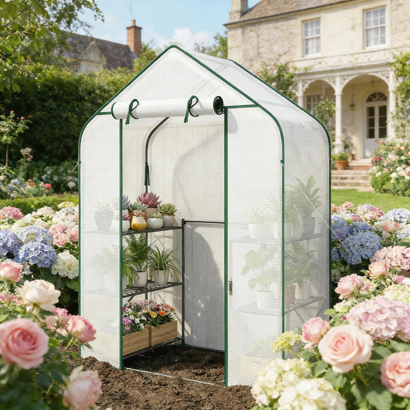 Spacious Outdoor Garden Greenhouse With 6 Shelves, Robust PE Cover, And Easy Setup For Year-Round Plant Protection And Growth