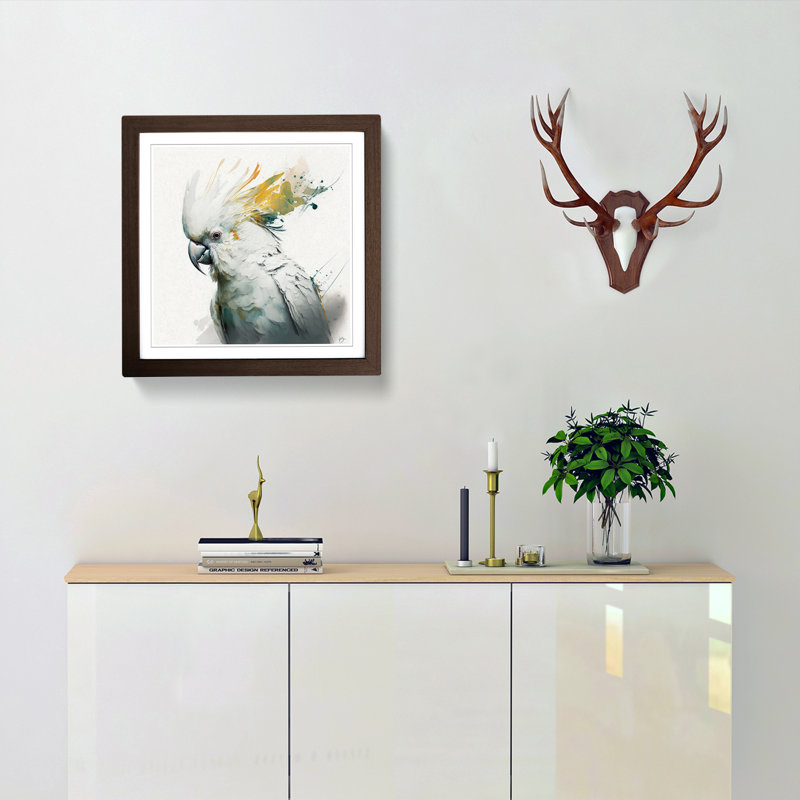 Cockatoo Gestural Art - Framed Print, Walnut