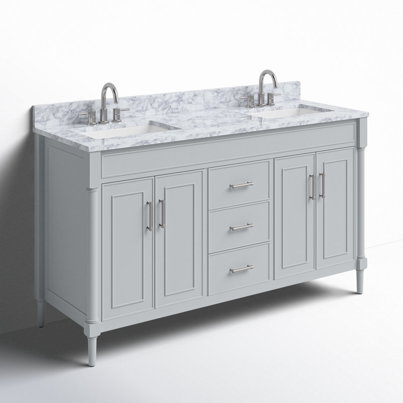 Bristol Light Gray 61'' Double Freestanding Bathroom Vanity