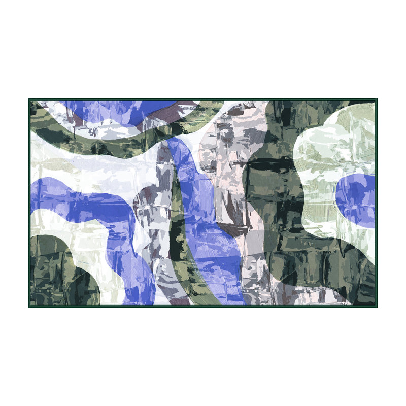 Tapis bleu / blanc / vert en chenille / polyester tissé à la main Talullah, Rectangle 8 pi x 10 pi