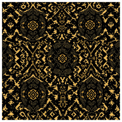 Black And Gold Ikat Double Sided Throw Pillows