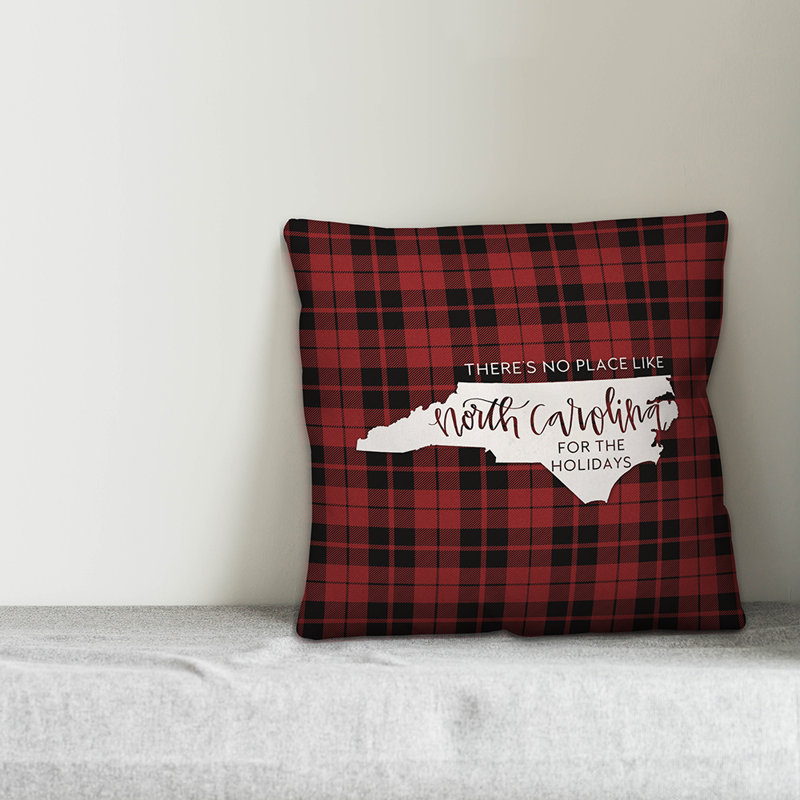  Coussin décoratif Il n'y a pas de place comme chez-soi pour les fêtes, 16 po x 1 po, Caroline du Nord