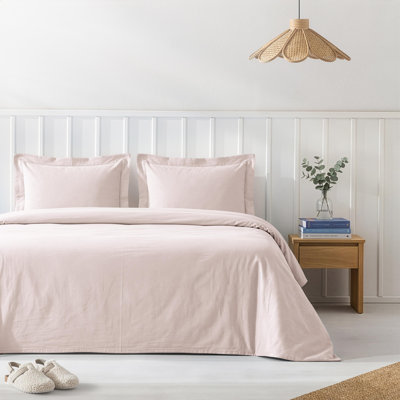 100% Cotton Washed Percale Solid Duvet Cover Set - Includes 1 Duvet Cover & 2 Pillow Sham Set