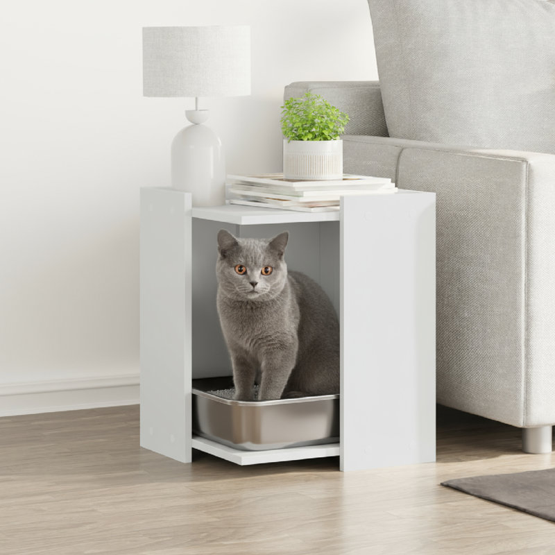Engineered Wood Litter Box Enclosure, 51cm H x 42cm W x 42cm D, White