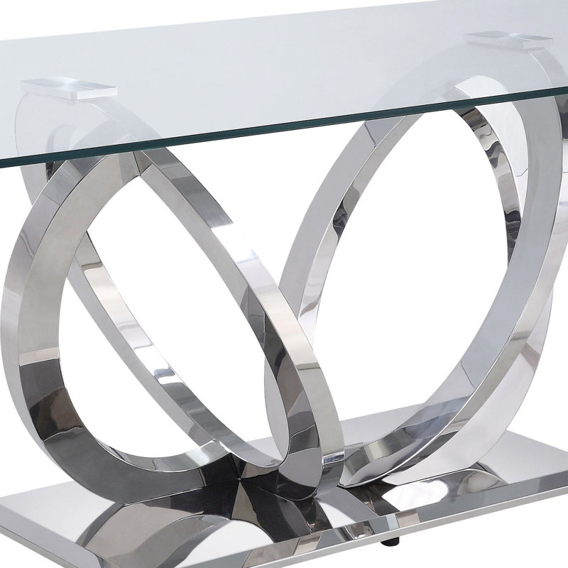 Table moderne en verre transparent avec miroir argenté Brilliance Fabulous Allure