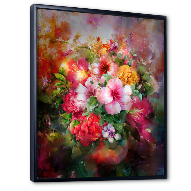 Fleurs de jardin Wasay, H 20 po x l 12 po x P 1 po, Cadre flottant noir