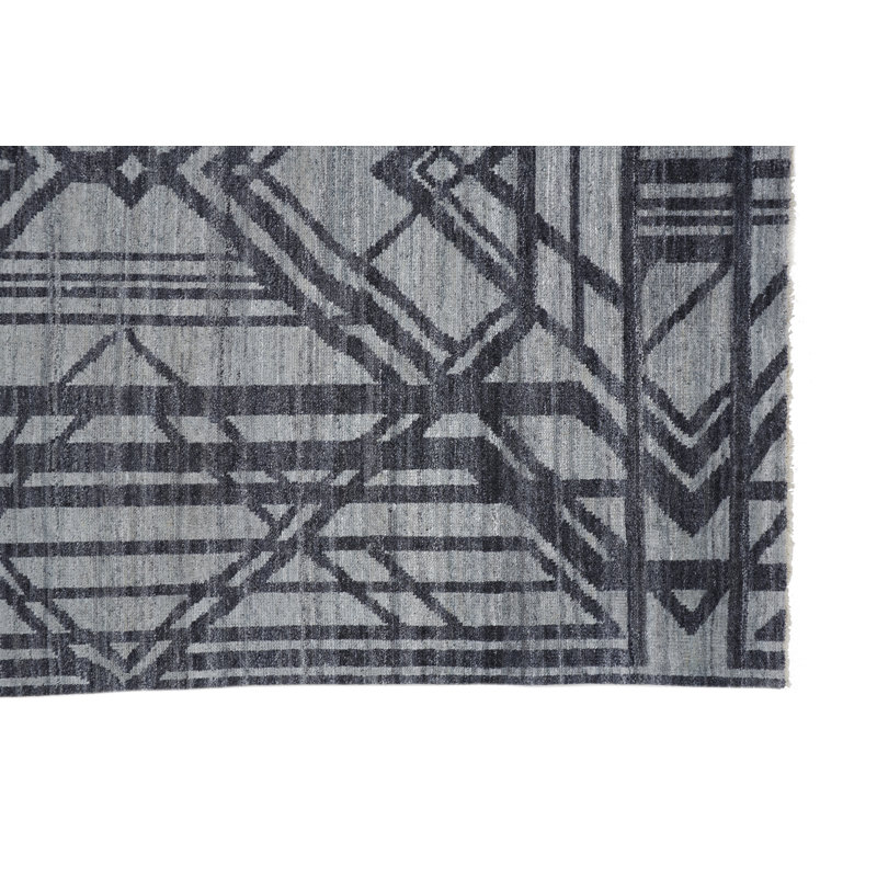 Vivien Hand Knotted Wool Geometric Area Rug, Rectangle 5' x 8'