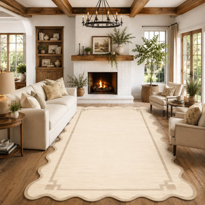 Modern Border Washable Area Rug for Living Room Bedroom Hallway