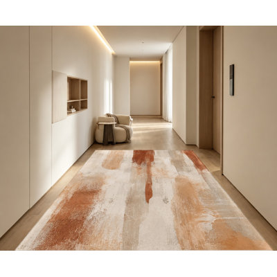 Tapis antidérapant en velours, motif abstrait moderne aux tons chauds de terre, tapis décoratif, décoration intérieure vibrante pour salon, chambre, salle à manger, couloir, bureau, appartement