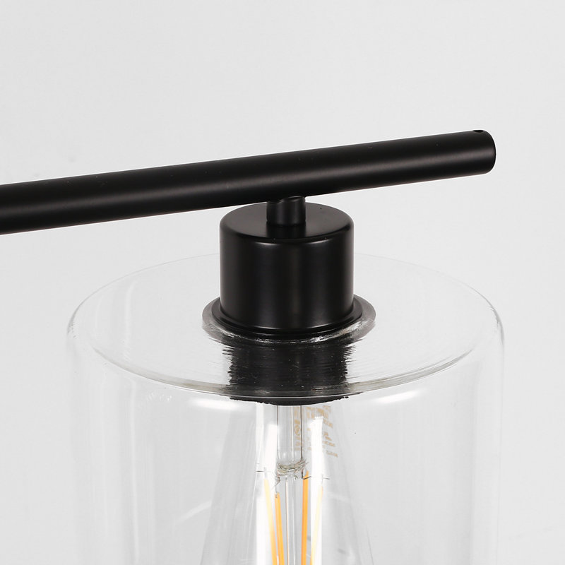 Lustre linéaire moderne à 3 lumières avec abat-jour en verre transparent pour îlot de cuisine, Non