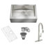 33" L x 22" W Farmhouse Kitchen Sink with Faucet, Stainless Steel Grid