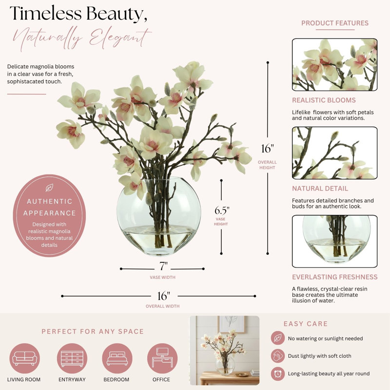 Organic Modern Butterfly Magnolia Arrangement