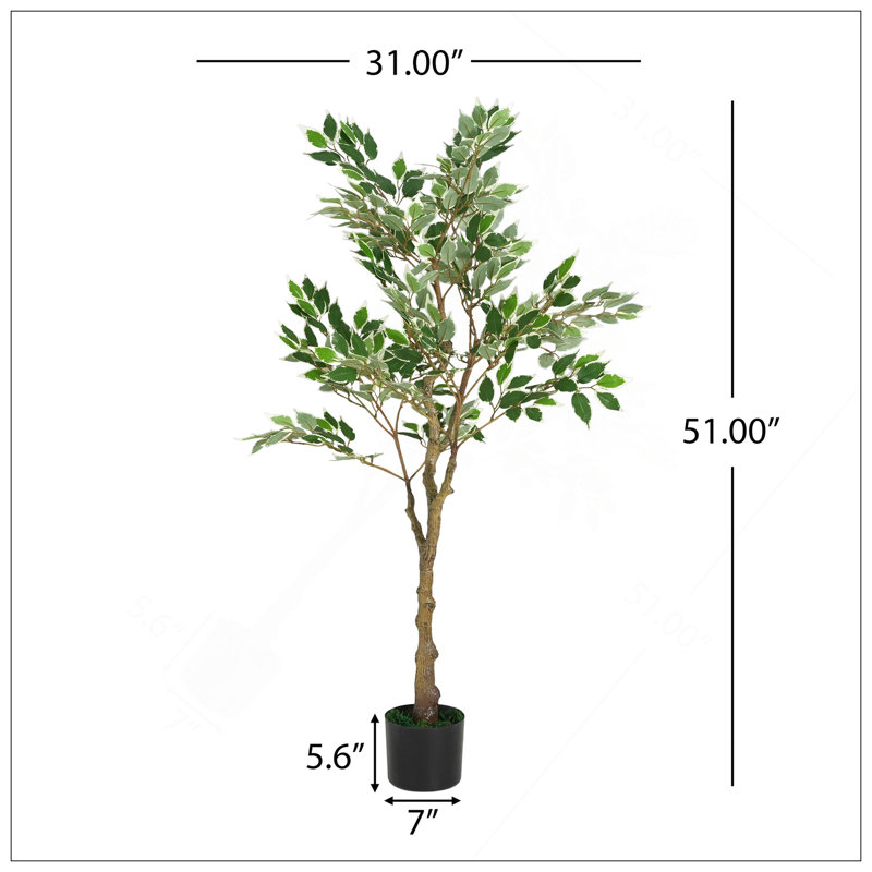 Ficus artificiel avec pot, H 51 po x l 31 po x P 31 po